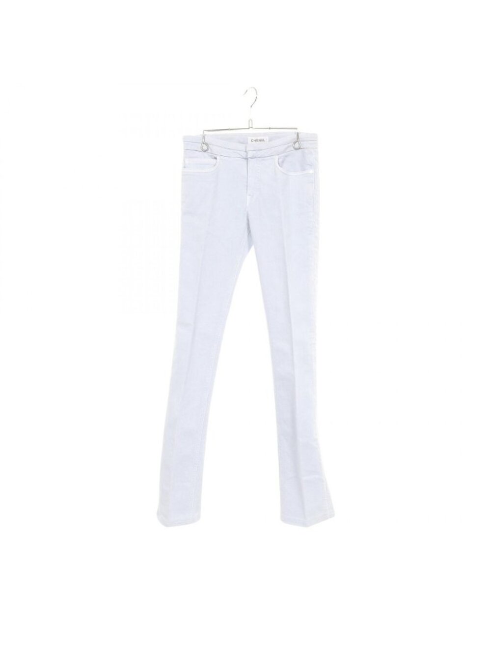 Chanel Denim Pants Logo Slit Cotton
